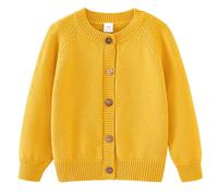 Girls School Knitted Cardigan Knitted Crochet Button Tops Cardigan Casual Crew Neck Open Front ShrugCardigan Baby Jacket Bolero Kids SchoolJumper (Yellow, 7 8 Years)