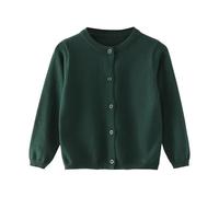 Girls School Knitted Cardigan KnittedJumper Girls Bolero Knitted Cardigan Crew Neck Button Cardigans Long Sleeve ButtonKnitted Clothes Fall Winter Warm Sweater (Dark Green, 5 6 Years)