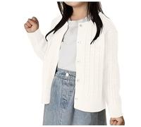Girls School Knitted Cardigan Warm Sweater Long SleeveJumpers Cardigan Long Sleeves Button Comfortable Baby Girl Bolero CardiganShrug Bolero Knitted Crew Neck Kids SchoolJumper (White, 150)