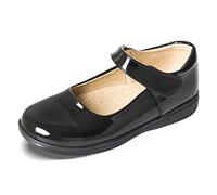 Girls School Shoes Black Leather Uniform Shoes Kids Loafers Mary Jane Flats Casual Shoe with Anti-Slip Sole for Dress Party Wedding
