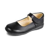 Girls School Shoes Black Leather Uniform Shoes Kids Loafers Mary Jane Flats Casual Shoe with Anti-Slip Sole for Dress Party Wedding
