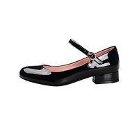 Girls School Shoes Butterfly Mary Jane Shoes Girls Classic Princess Shoes Solid Color Low Heel Closed Toe Hook And Loop Dance Shoes Dance Wedding (Black, 2.5 Big Kids)