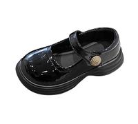Girls School Shoes Classic Patent Black Mary Jane Uniform Shoes Touch Loafer Flats Dress Shoe Ballet Ballerina Wedding Pumps for Little Big Kids A1_Black Footwear UK 11.5