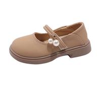 Girls School Shoes Classic Patent Black Mary Jane Uniform Shoes Touch Loafer Flats Dress Shoe Ballet Ballerina Wedding Pumps for Little Big Kids C1_Khaki Footwear UK 12