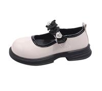 Girls School Shoes Classic Patent Black Mary Jane Uniform Shoes Touch Loafer Flats Dress Shoe Ballet Ballerina Wedding Pumps for Little Big Kids B1_Beige Footwear UK 8.5