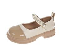 Girls School Shoes Classic Patent Black Mary Jane Uniform Shoes Touch Loafer Flats Dress Shoe Ballet Ballerina Wedding Pumps for Little Big Kids D1_Khaki Footwear UK 2
