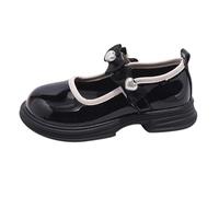 Girls School Shoes Classic Patent Black Mary Jane Uniform Shoes Touch Loafer Flats Dress Shoe Ballet Ballerina Wedding Pumps for Little Big Kids B1_Black Footwear UK 13.5