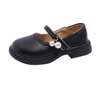 Girls School Shoes Classic Patent Black Mary Jane Uniform Shoes Touch Loafer Flats Dress Shoe Ballet Ballerina Wedding Pumps for Little Big Kids C1_Black Footwear UK 7.5