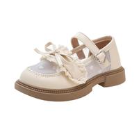 Girls School Shoes Oxford Black Adorable Bowknot Mary Jane Uniform Shoes Loafer Flats Dress Shoe Ballet Ballerina Wedding Pumps for Toddler Little Big Kids Beige Footwear UK 8.5