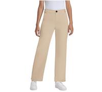 Girls School Trousers 7-16Y Stitched Ribbed Strtetch Chinos Trousers Full Length Elasticated Waist Pull Up Pants Hybrid Dress Joggers Summer Essentials Performance School Uniform Khaki 9 Years