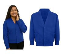 Girls School Uniform Cardigan Fleece Long Sleeve Buttons up Sweater Formal Plain V Neck Open Front Pockets Ages 2-14 Years Kid’s Cardigan (UK, Age, 5 Years, 6 Years, Regular, Royal Blue)