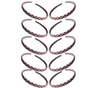 Girls School Uniform Gingham Headband for Girls, Pack of 10, Alice Band Style Hairband (Burgundy and White Gingham, One Size)