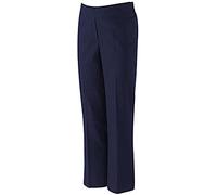 Girls School Uniform Trouser Back to School UK Slim Fit Half Elasticated Waist Trouser Age 3-16 Years Slim Leg (11-12 Years, Navy)