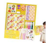 Girls Scrapbook Diary Set - Floral Journal Kit Diary Scrapbook Journal Set - Fun Stationery Supplies with Sticker Craft for Kids & Teenage