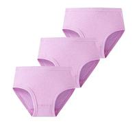 Girls Seamless Underwear 3 Pack Silky Breathable Briefs Stretch Hipster Panty Ladies Bikini Panty Teenage Girls Leak Proof Hipster (Purple, 160)