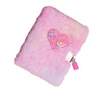 Girls Secret Diary - Heart Journal Notebook with Lock - Plush Cover Heart Girls Journal Lock Notebook for Home, Dorm, School