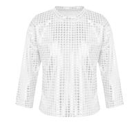 Girls Sequin Glitter T-Shirt Sparkly Metallic Long Sleeve Top Boys Sparkly Metallic Long Sleeve Loose T-Shirt Jazz Hip Hop Modern Dance Performance Party Costume Dancewear Silver