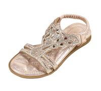 Girls Sequin Sandals Glitter Open Toe Wide Fit Non Slip Soft Flat Walking Sandals Kids A ch Support Fashion Casual Comfort Shoes Party Dance Lightweight Slippers (Pink, 1.5 Big Kids)