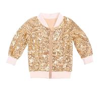 Girls' Sequin Show Coat Casual Coat Glitter Coat with Sequins Girl Cute Coats (Gold, 120)