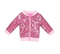 Girls' Sequin Show Coat Casual Coat Glitter Coat with Sequins Girl Cute Coats (Pink, 130)