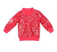 Girls' Sequin Show Coat Casual Coat Glitter Coat with Sequins Girl Cute Coats (RD2, 130)