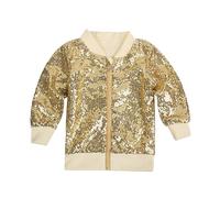 Girls' Sequin Show Coat Casual Coat Glitter Coat with Sequins Girl Cute Coats (Rose Gold, 130)