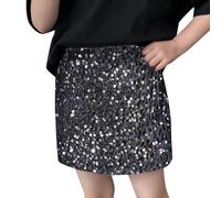 Girls Sequin Skirt Sparkly Kids Mini Skirts with Lining Elastic Waist Glitter Skorts for Dance Birthday Princess Party Festival 0119a