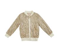 Girls Sequin Zip Up Jacket Long Sleeve Solid Color Shiny Fashion Outerwear for Kids Christmas Party Red Carnival Jumper Age 13 Top