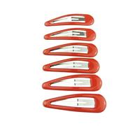 Girls Set of 6 Colourful Basic Hair Snap Clips School Uniform Barrettes Bendies Sleepies Bright Red