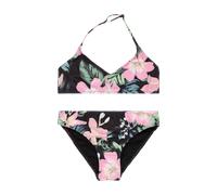 Girls Shadow Floral Brasic Tri Bikini Set in Anthracite Shadow Floral