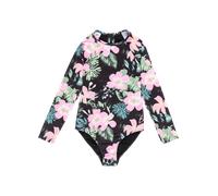 Girls Shadow Floral Onesie Swimsuit in Anthracite Shadow Floral