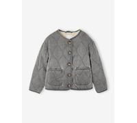 Girl's sherpa-lined quilted jacket anthracite