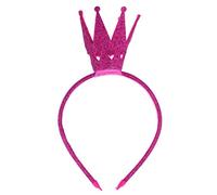 Girls Shiny Crown Hairband Princess Alice Bands For Women Baby Kids Toddler Party Birthday Rhinestone Headwear Gold Silver Hot Pink (Hot Pink)
