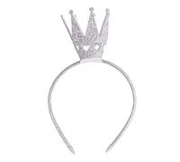 Girls Shiny Crown Hairband Princess Alice Bands For Women Baby Kids Toddler Party Birthday Rhinestone Headwear Gold Silver Hot Pink (Silver)