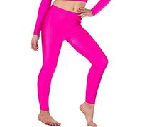 Girls Shiny Leggings Dance Gymnastics Elasticated Footless Kids PE Full Length Sports Ballet Stretchy Pants (as8, Pink 13 Years)