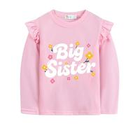 Girls Shirt Big Sister Ruffle Long Sleeve T-Shirt Flower Big Sister Top Outfits Clothe Pink 3-4 Years