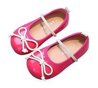 Girls Shoes Autumn Children Princess Shoes Non Soft Sole Leather Shoes Bowknot Single Shoes Sparkly Girls Sandals (Red, 8.5 Toddler)