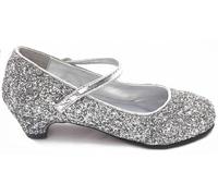 Girls Shoes Princess Mary Jane Glitter Low Heel Party Wedding Sparkly Glittery Pumps Size UK Kids 9-13 (Silver Glitter, UK Footwear Size System, Big Kid, Women, Numeric, Medium, 10)