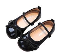 Girls Shoes Princess Shoes Non-Slip Soft Sole Leather Shoes Bowknot Single Shoes Ladies Hunting Boots, black, 9 UK