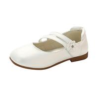 Girls' Shoes with High Heels, Girls' Princess Shoes, Elegant Flowers Party Shoes, Dance Shoes, Ballerina Shoes, Performance Dance Shoes, Communion Shoes, Non-Slip Soft Soles, White, 9.5 UK Child