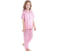 Girls Short Pyjama Sets - Kawaii Cartoon Print Sleepwear Animal Pj Shorts Set Soft Silk/Cotton Nightwear Children Sleepwear For Kid Teens Nightwear For Girls Pjs Sets Y2K Short Sleeve Sleepwear Pink
