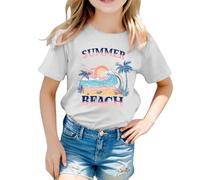 Girls Short Sleeve T Shirts Kids Crewneck Vintage Girls Tshirts Teenage Summer Comfy Cartoon Cute Casual Sports Vacation Loose Tunic Tops 1-13 Years (White, 12-13 Years)