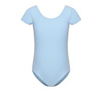 Girls Short Sleeve Team Basic Leotard for Ballet Dance, Blue, 10-11Years