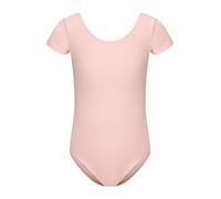 Girls Short Sleeve Team Basic Leotard for Ballet Dance, Pink, 10-11Years