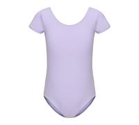 Girls Short Sleeve Team Basic Leotard for Ballet Dance, Purple, 10-11Years
