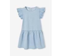 Girls' short-sleeved embroidered denim dress double stone