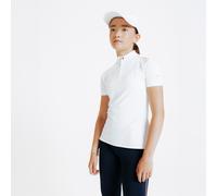 Girls Short-sleeved Horse Riding Show Polo Shirt 500 - White