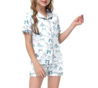 Girls Shorts and T Shirt Sets Bluey Pyjamas for Kids Sprunki Short Cute Summer Clothes Teens Baby Girl Satin Set Pyjama Silk Personalised Pjs Men Football Boys Daddy Matching,X1-Sky Blue,3-4 Years