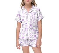 Girls Silk Pyjamas Horse Gifts for Pyjama Shorts Wicked Summer Pink Pom Puff Pajamas Teen Girl Stuff Cute Tops Kids Outfits Teens Short Pjs Onesies Bridesmaid,Purple-2,12-13 Years