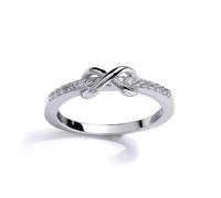 Girls Silver CZ Kiss Crossover Infinity Eternity Ring - GVR14K Jewelco London White I